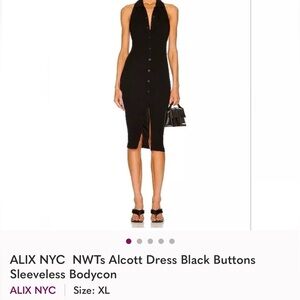 ALIX NYC  NWTs Alcott Dress Black Buttons Sleeveless Bodycon